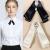 New Black Bow Tie Shirt Collar Pins Crystal Bowknot Ribbon Brooches For Women Wedding Party Necktie Accessories