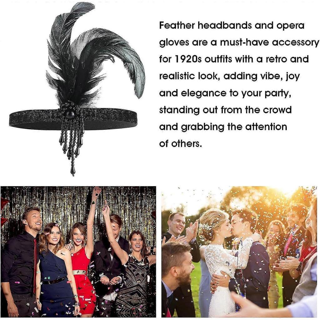 (Black Beads) 1920s 1920s Women Girls Theme Hair Accessories Bridal Wedding Party Gathering Headbands