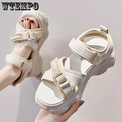 Летние спортивные сандалии Old Dad на толстой подошве, женские удлиняющие туфли на липучке, женские туфли на плоской подошве