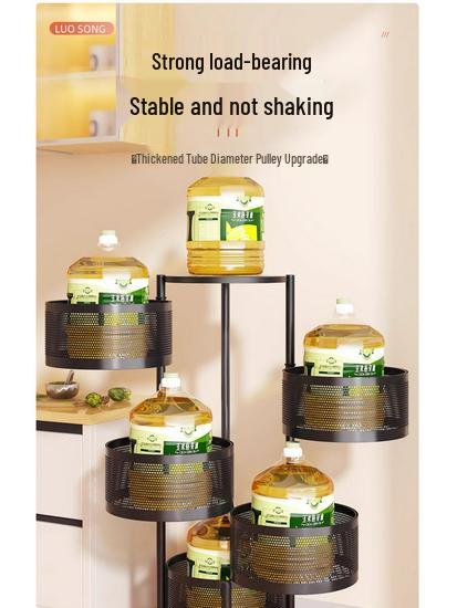 Вращающаяся многофункциональная кухонная тележка на колесах - Напольная многоярусная стойка для хранения закусок, фруктов и овощей