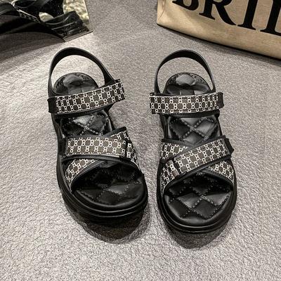 Модные спортивные пляжные повседневные женские сандалии 2025 лето новая платформа-маффин универсальная женская обувь сандалии на мягкой подошве