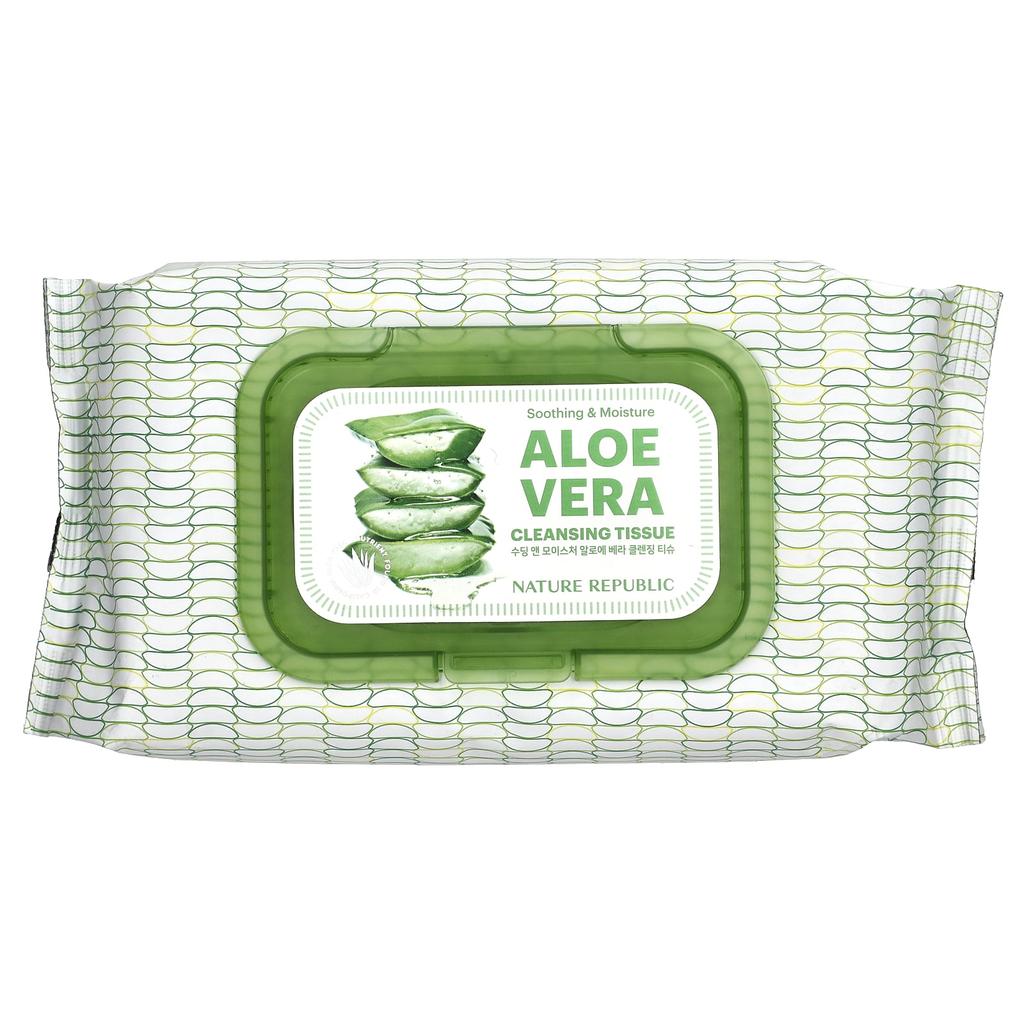 Nature Republic Soothing and Moisturizing Aloe Vera, Cleansing Tissues, 80 Sheets