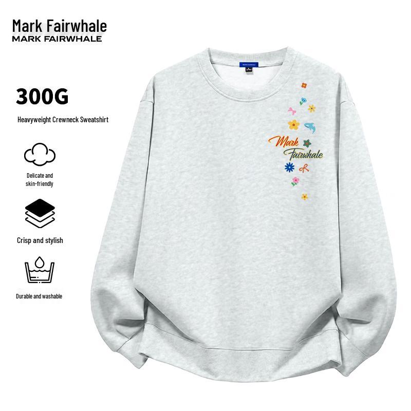 Mark Fairwhale Мужская ретро-толстовка с круглым вырезом и принтом букв, тяжелый вес