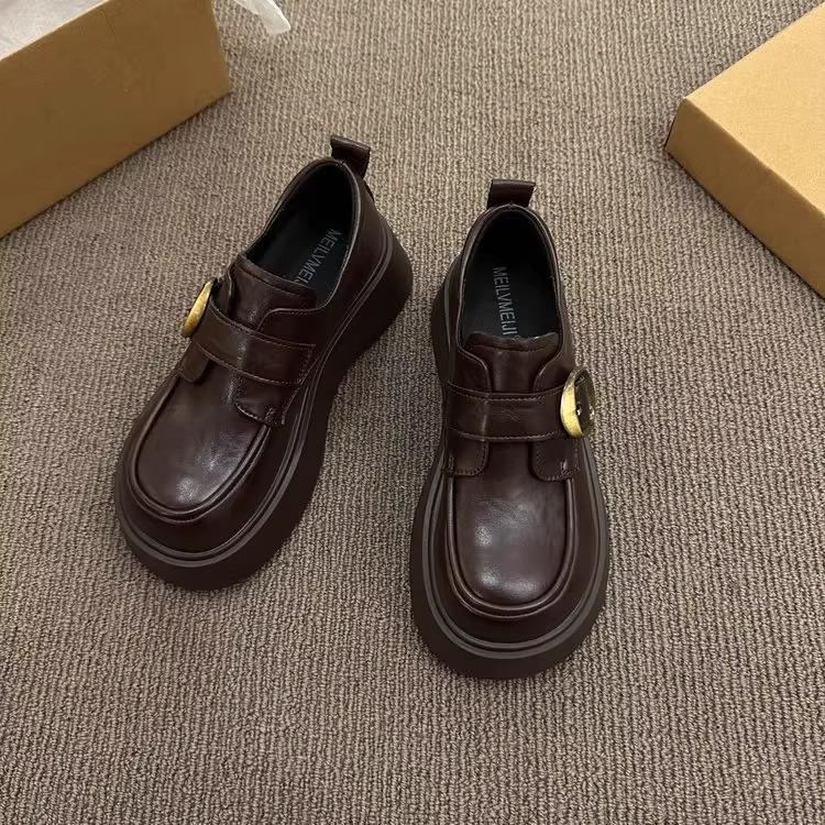 Удобная мягкая подошва~ кожаные маленькие кожаные туфли женские 2025 новая весна и лето британский стиль платформа лоферы Мэри Джейн одинарные туфли