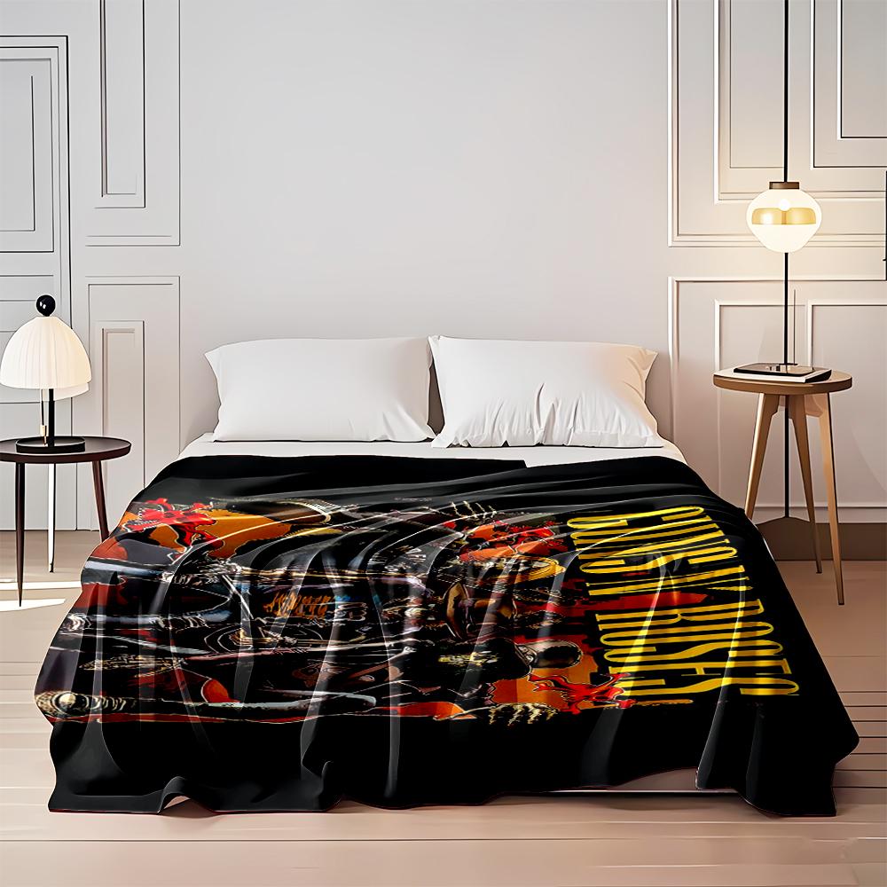 Guns N' Roses Skeleton Rock Band Design Blanket Flannel blanket for bedroom, living room, sofa, and nap sofas.
