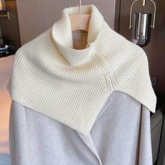 Women Shawl Scarf High Collar Side Split Design Windproof Warm Fabric Fake Collar Outdoor Lightweight Shawl Wrap