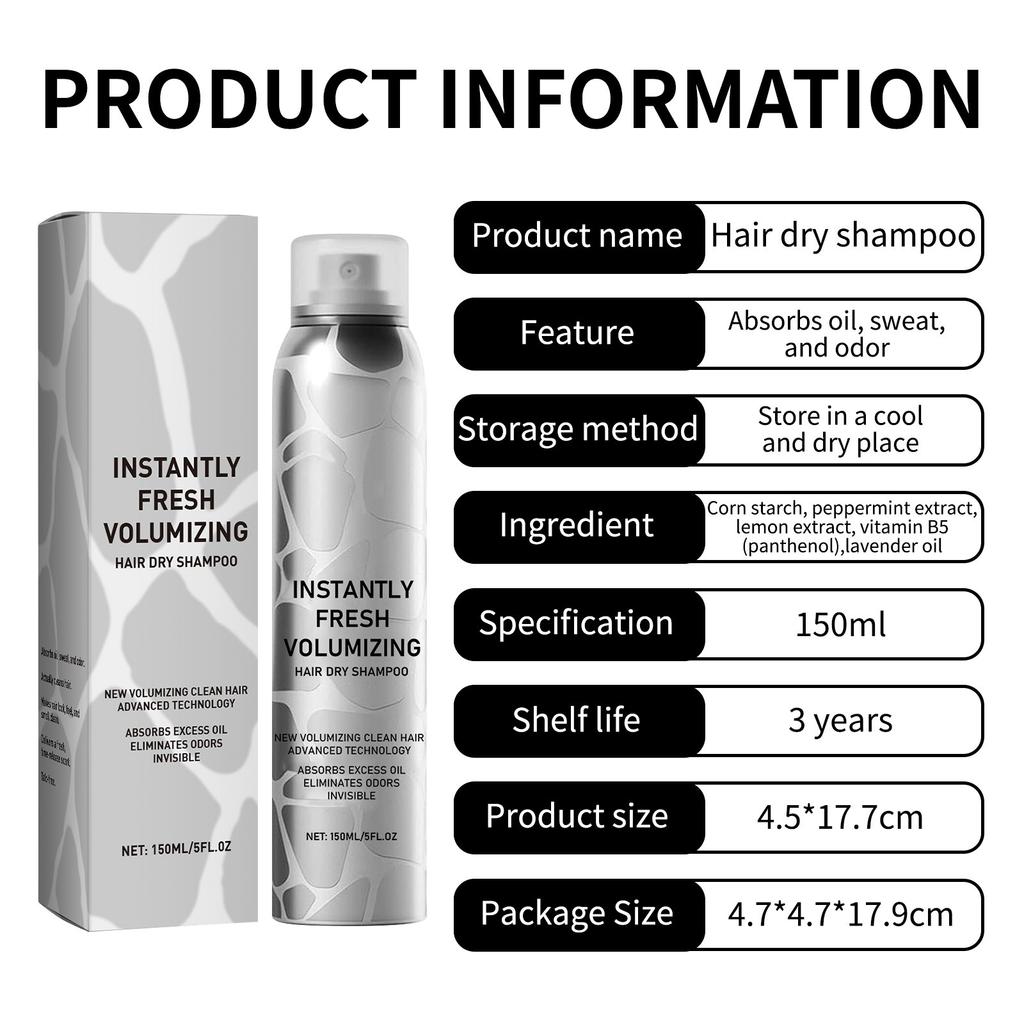 Dry Shampoo Instantly Fresh Volumizing Hair Dry Shampoo Volumizing Dry Shampoo Dry Shampoo For Dark Hair Natural Dry Shampoo Volumizing Spray.150ml