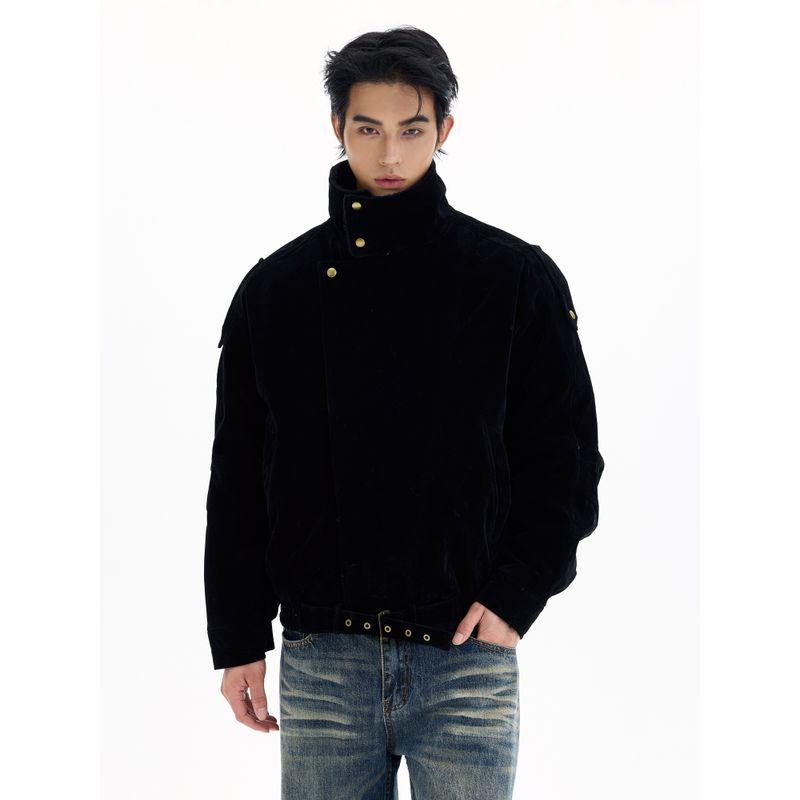 Kisko Winter Design Thickened Warm down Jacket for Men and Women, Stylish Silhouette Suede Stand Collar Coat for Couples