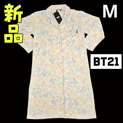 [Б/У] Пижама-рубашка с длинным рукавом с персонажами BT21, мягкая на ощупь, размер M