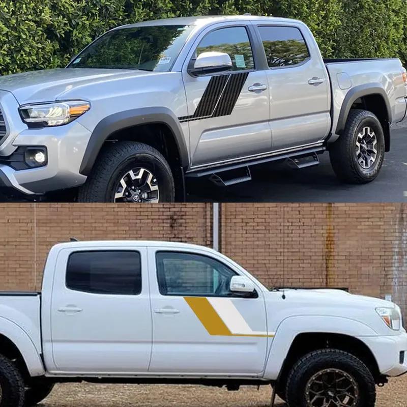 Наклейки на боковую дверь пикапа для Toyota Tacoma Графика грузовика Цветные винтажные полосы Декоративное покрытие Виниловая наклейка Автоаксессуары