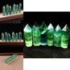 Сияющий Натуральный Зеленый Флюорит Кварц Кристалл Точка Шестигранная Палочка Для Исцеления И Рейки