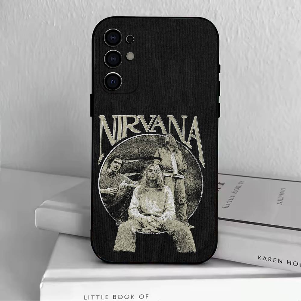 N-Nirvana Phone Case Black Silicone Soft For Samsung S25,S24,S21,S22,S23,S30,Ultra,S20,Plus,Fe,Lite