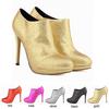 Sparkle Leather Platform High Heel Pumps Women Winter Casual Ankle Boots Warm Shoes