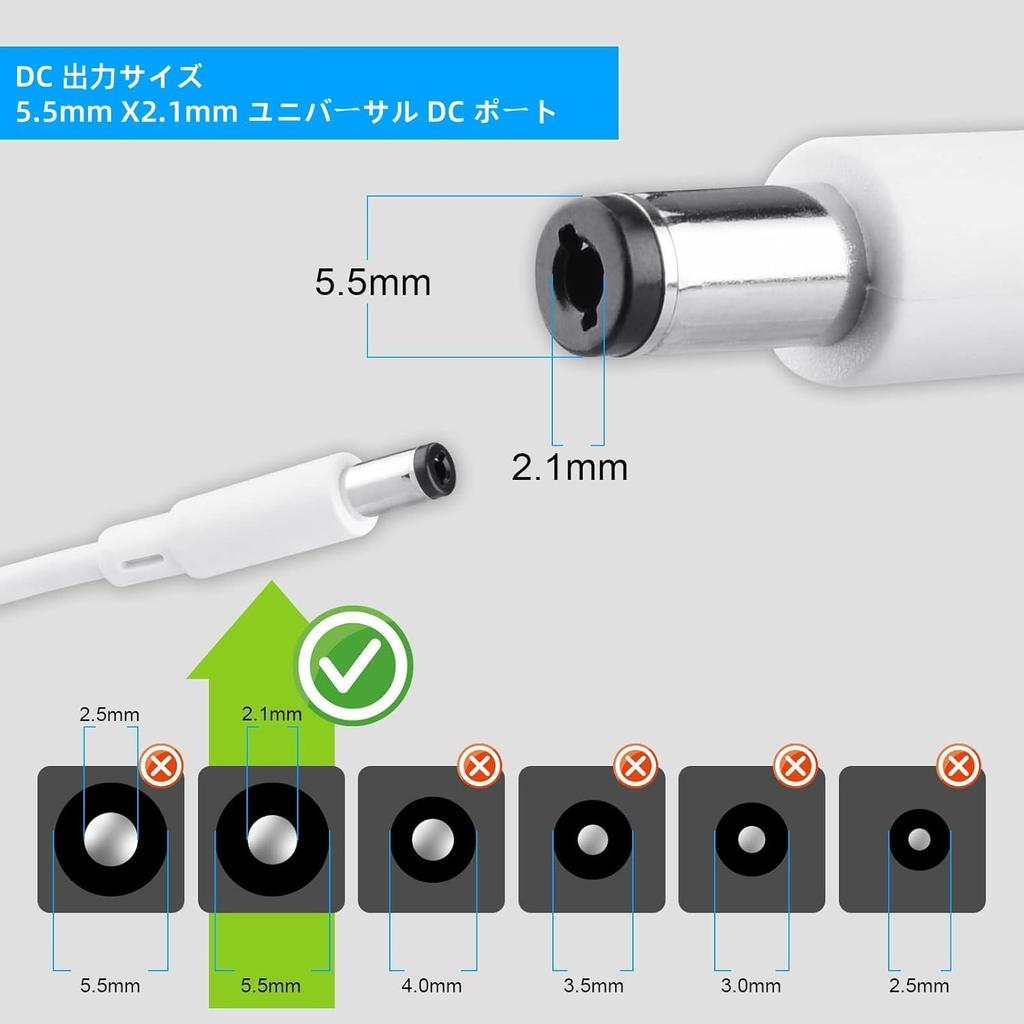 Адаптер переменного тока DC 24 В Входное напряжение Максимальная выходная мощность 36 Вт Тип переключения Центральный положительный Внешний диаметр x Внутренний диаметр 1,5 А AC100-240 В 5,5 мм 2,1 мм