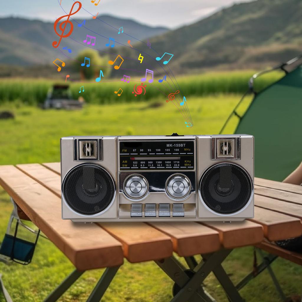 Portable FM AM SW Radio Full Band Clear Sound Quality Radio with RGB Speaker for Garden Bathroom