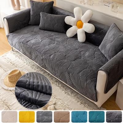 Жаккардовый чехол для дивана, однотонный, нескользящий, моющийся, секционное полотенце для дивана, плюшевая мягкая подушка для сиденья, защита для домашней гостиной, деко