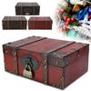 Vintage Wooden Storage Box Decorative Treasure Jewelry Chest with Lock Home Decoration Vintage Wooden Storage Box Treasure Chest