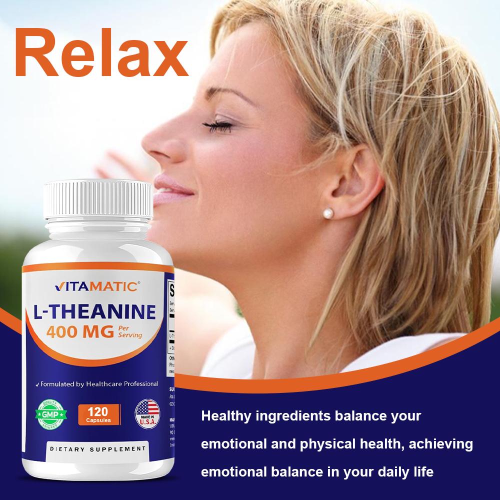 L-Theanine Supplement, 400mg, Relaxation & Calm Support, 120 Capsules