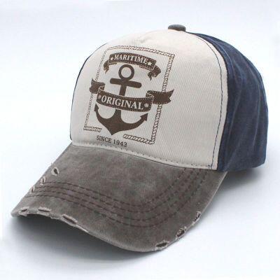 European and American fashion anchor retro and old washed baseball cap, sunshade cap, men's and women's hats, alphabet hat