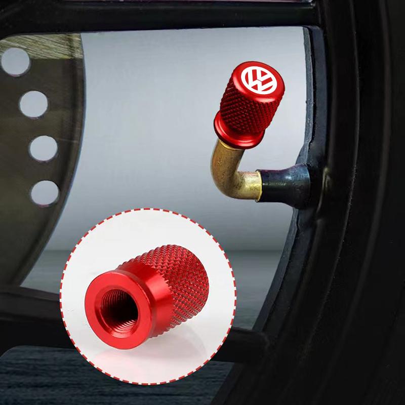 2026 Hot 4pcs Car Wheel Tire Valve Caps Aluminum Airtight Covers Badge JPOD58 for VW Volkswagen Golf GTI Passat Jetta Interior Mouldings ET1