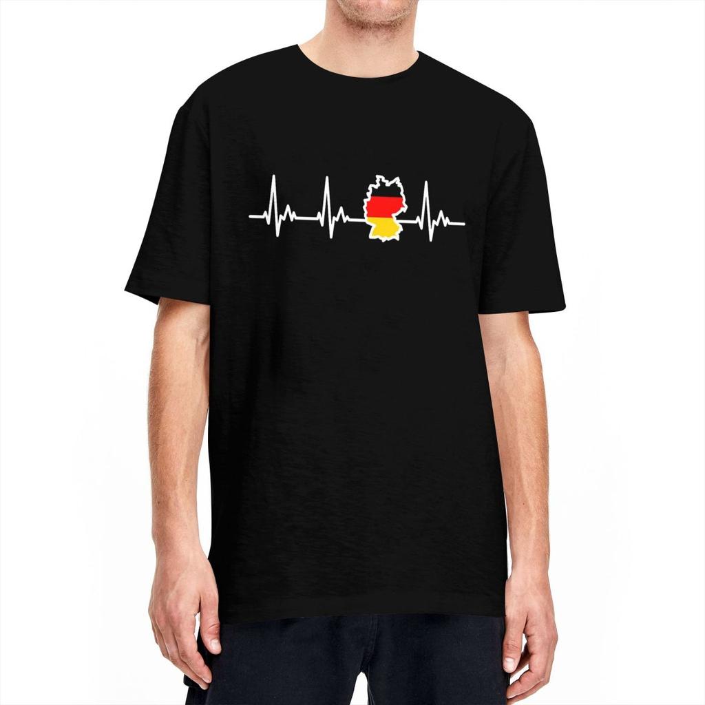 Couple T-Shirt German Flag T-Shirts Popular My Heart Beats for Germany White Heartline Summer Tees 100 Cotton Clothes Plus Size