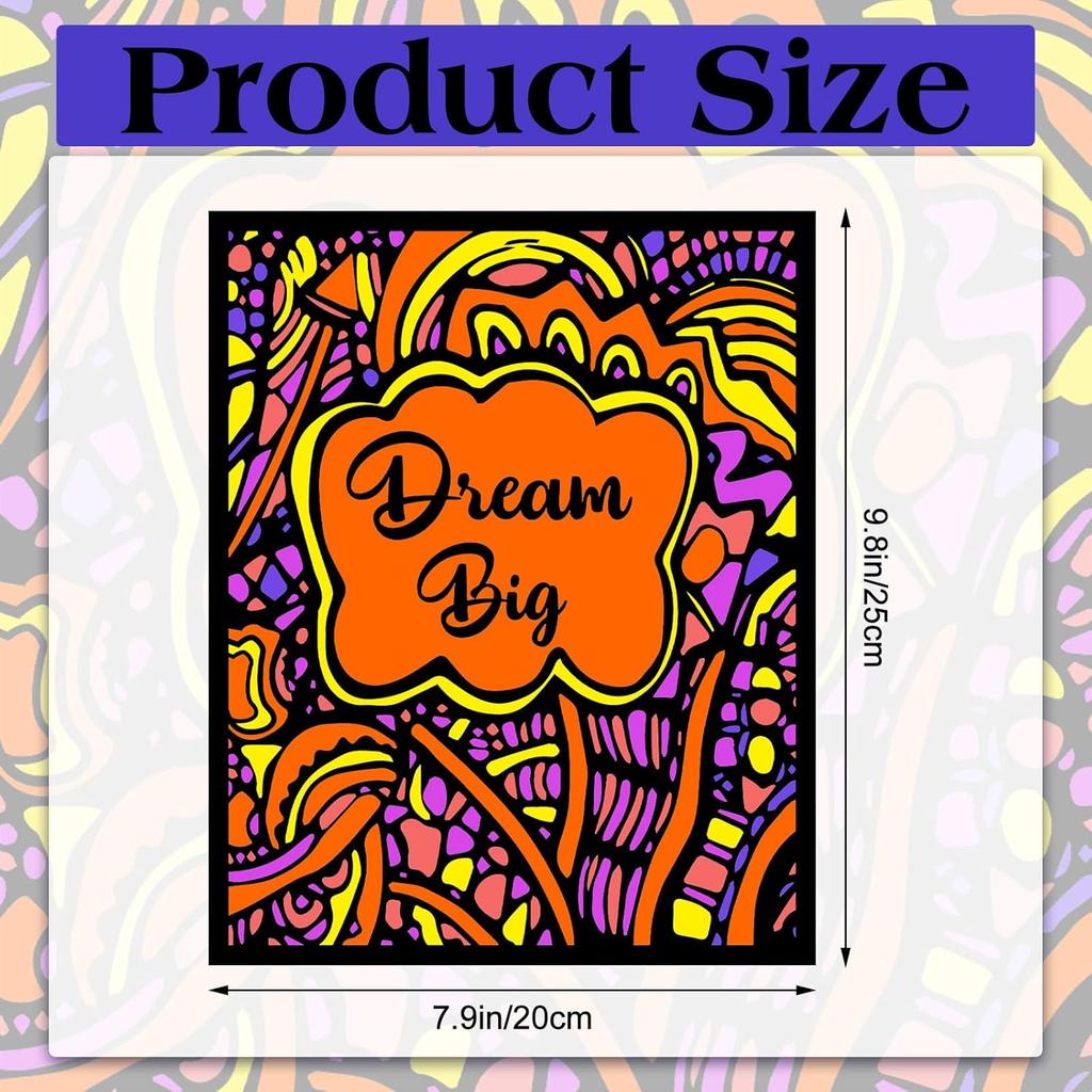 Yeaqee 36 Pcs Fuzzy Velvet Coloring Poster 8 x 10 Inches pirational Quotes Positive Velvet Art Poster Ideal for Family Time Crafts Coloring Care