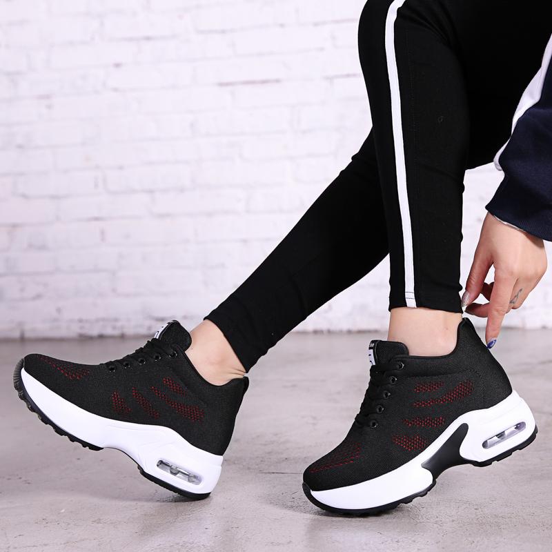 Summer Women's Sneakers Thick Soled Running Anti Slip Breathable Vulcanized Shoes Height Increasing Casual Mesh Shoes