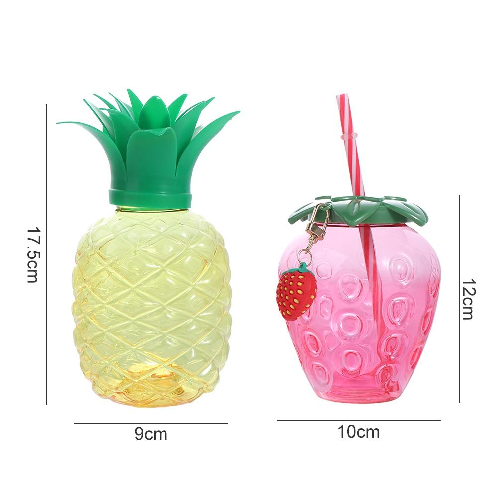 Plastic Strawberry Straw Cup 500ml Pineapple Straw Cup Thickened Summer Beach
