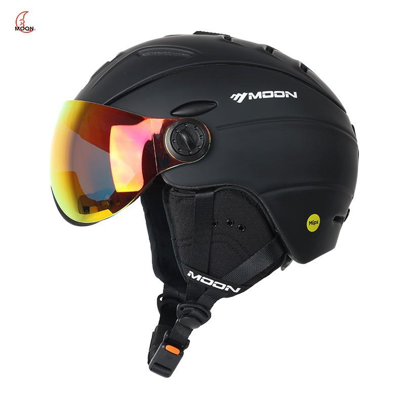 MIPS Ski Helmet With Integrated Goggle Strap Men Women PCEPS Safety Protection Matte Black White Blue