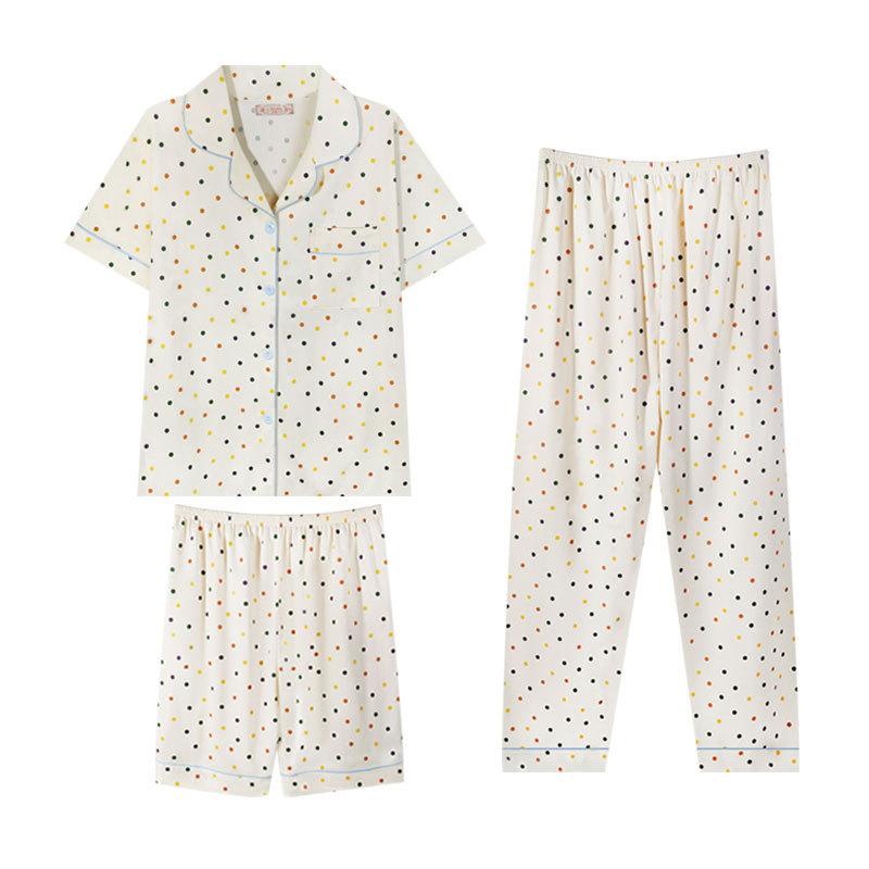 Summer Pajamas Women'S Sweet Color Polka Dots Short-Sleeved Shorts Trousers Fashionable Versatile Student Dormitory Loungewear