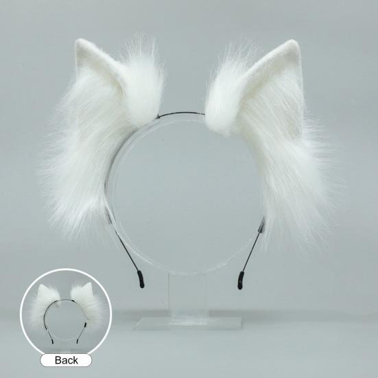 Обруч для волос с плюшевыми кошачьими ушками, эластичный головной убор, искусственные уши животных ручной работы, металлическая оправа, гибкая повязка на голову, аксессуары для фотосъемки на Хэллоуин