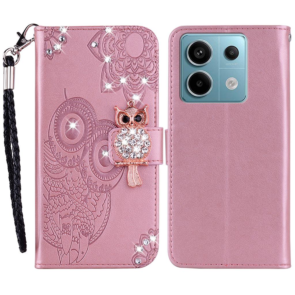 For Xiaomi Redmi Note 13 5G Leather Phone Case Flip Wallet Cover Shiny Rhinestone