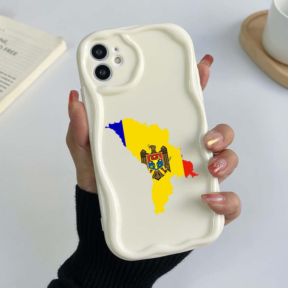 Samsung Galaxy A25 A24 A54 для iPhone 15 Xiaomi Poco X6 Pro Redmi 12c Huawei Honor 90 Чехлы для телефонов NY12 Эксклюзивный флаг Молдовы Мягкий чехол с кремовым узором