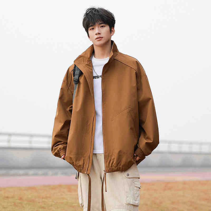 Американская куртка Куртка для мужской весны и осени Новая свободная куртка повседневная рабочая куртка с воротником-стойкой