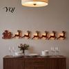Festive LED Backlit Wood Decorations 7Pcs Wooden Christmas Silhouette Lights with Warm Backlight, Reindeer Easy Install Entryway Decor Santa