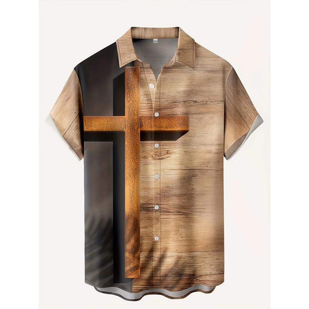 Men's Hawaiian Beach Resort Casual Shirt Summer Fashion Loose Weave Breathable Short-Sleeved Striped Print Loose Streetwear