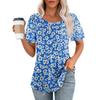 Women's Fashion Printed Casual Pleated Round Short Sleeve T-Shirt Top