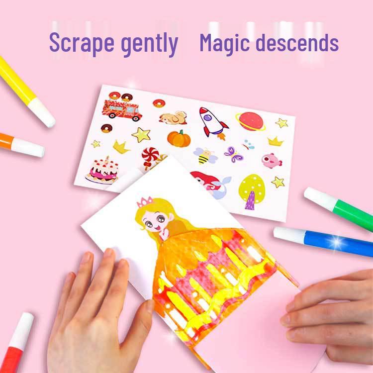 Kids' Rainbow Scratch Art DIY Pointillism Bookmarks & Postcards