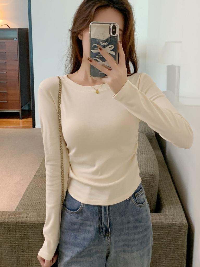 Весна новая однотонная базовая рубашка женская кардиган талия плиссированный перед плечо длинный рукав рубашка изогнутый подол внутренняя майка