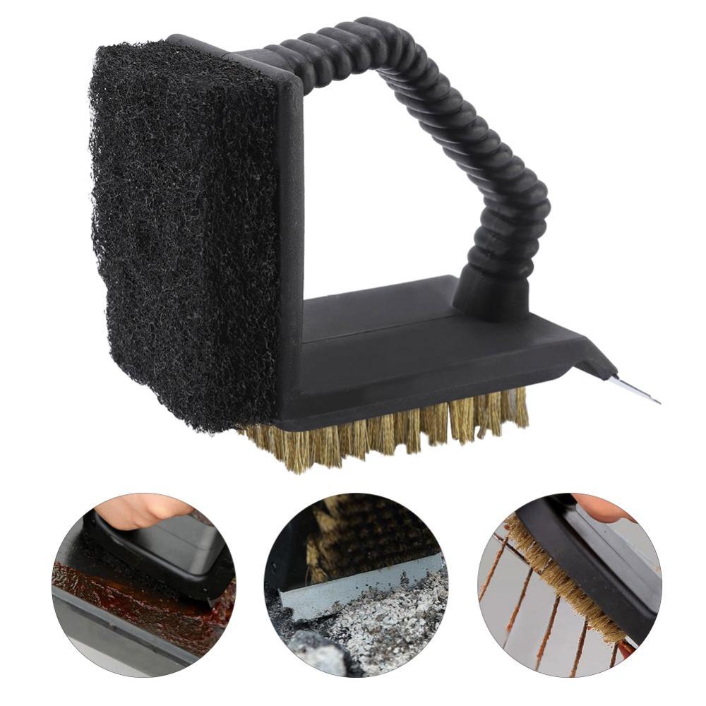 Multi Functional BBQ Cleaner Brush Plastic Copper Wire Scouring Pad Grill Brush  Backyard Party