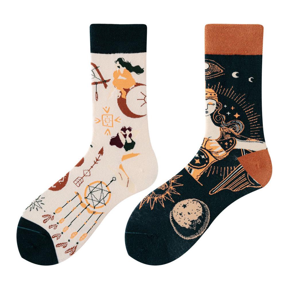 Asymmetric Colorful Christmas Cotton Socks for Couples