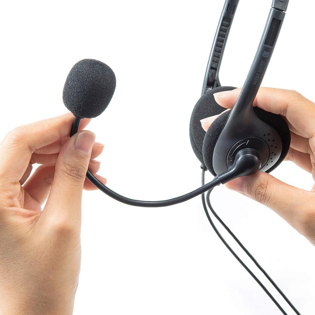 Sanwa Supply Wired Headset with Mini Plug and Unidirectional Microphone for and PCs 4-Pole Tablets, Smartphones, (MM-HS406BK)
