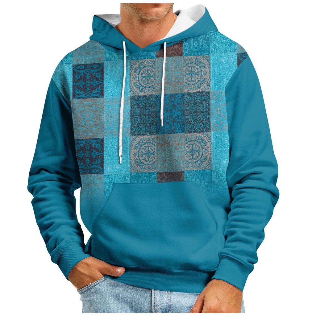 Модный свободный мужской и женский свитер с капюшоном с длинным рукавом и принтом