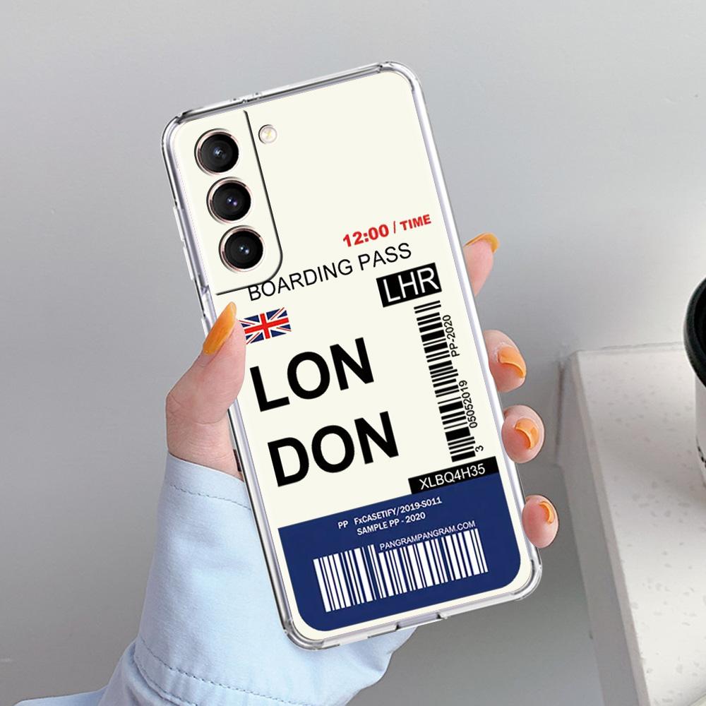 Чехол для телефона Samsung Galaxy S26 S25 S24 S23 S22 Ultra S20 S21 FE 5G Plus Прозрачная крышка Мировой Городской Билет Путешествие Нью-Йорк Лондон