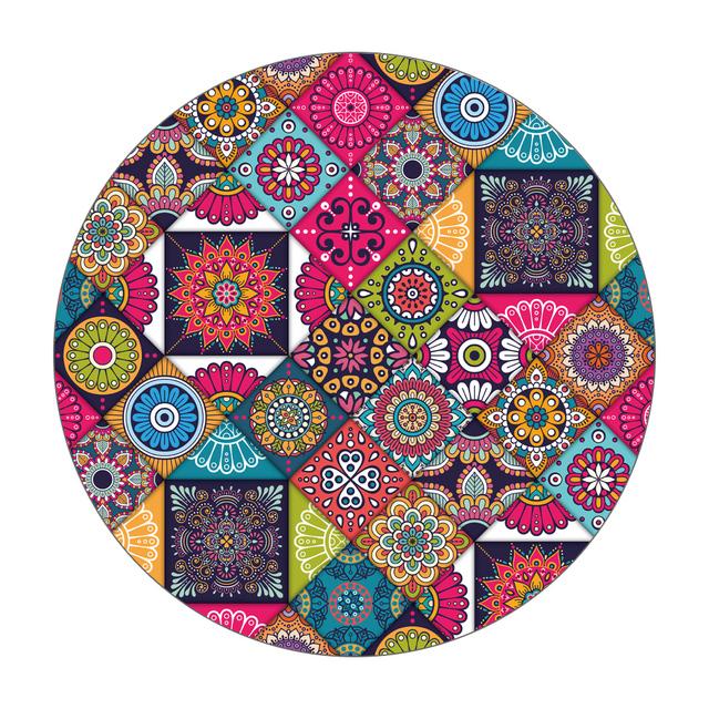 Mandala Floral Rug Children 'S Room Home Decoration Mats Round Carpet Living Room Anti -Slip Washable Carpet Computer Chairs Mat