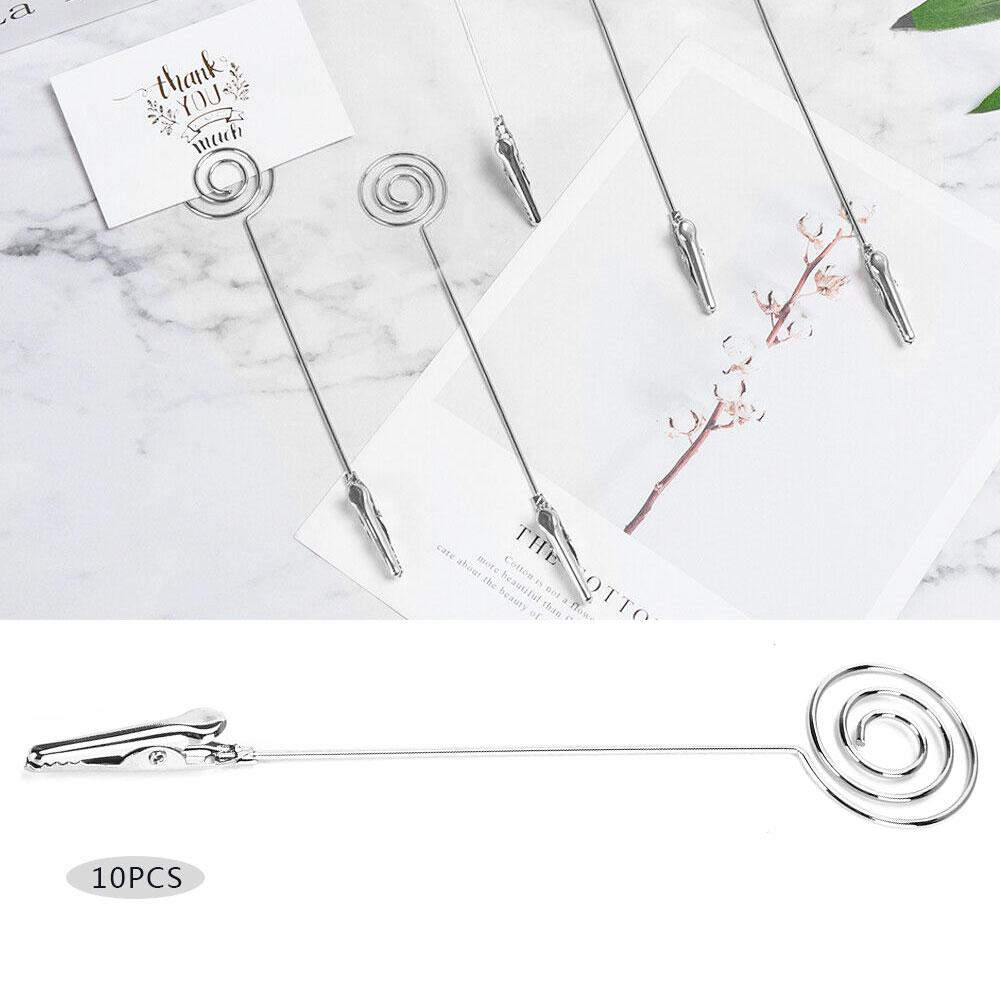 10 шт. Настольные зажимы для заметок Настольный металлический держатель для визиток Серебристый круглый для фото/сообщений
