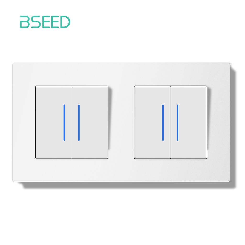 BSEED Выключатель света с LED Белая пластиковая рамка Настенный переключатель с индикаторной лампой Серия E Стандарт ЕС 1/2-полюсный/Сброс