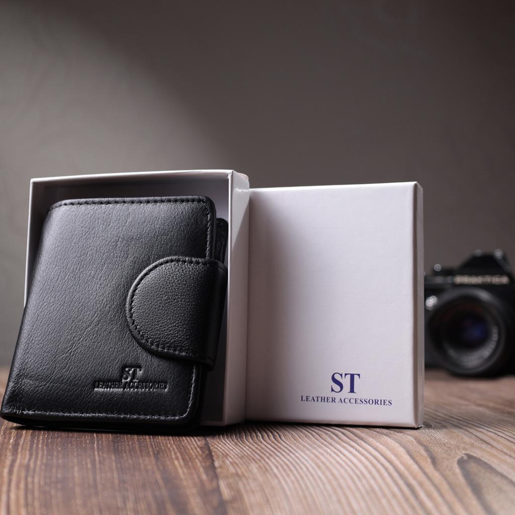 Vertical Wallet for Women Made of Genuine Leather ST Leather 22701 Black