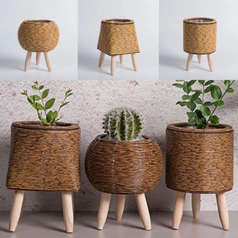 Rattan Woven Flower Pot With Removable Legs Wove Plant Stand High Quality Flower Planters