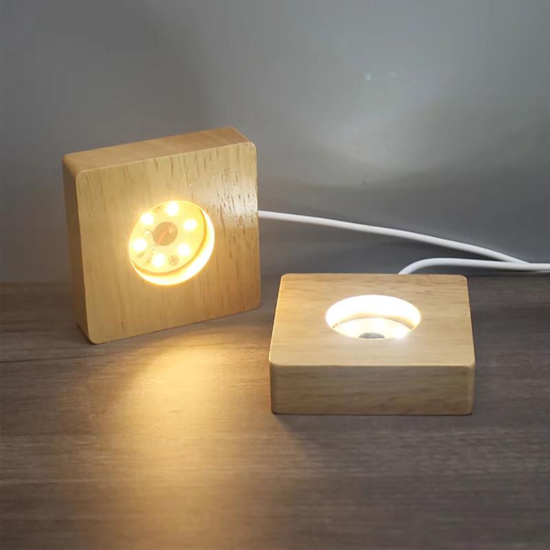 Xiaomi 1 шт. 6/8/10 см Квадратная светодиодная светящаяся основа из массива дерева DIY Основа для хрустального шара Ночник Резиновое дерево USB Вставляется в сеть С выключателем Украшение